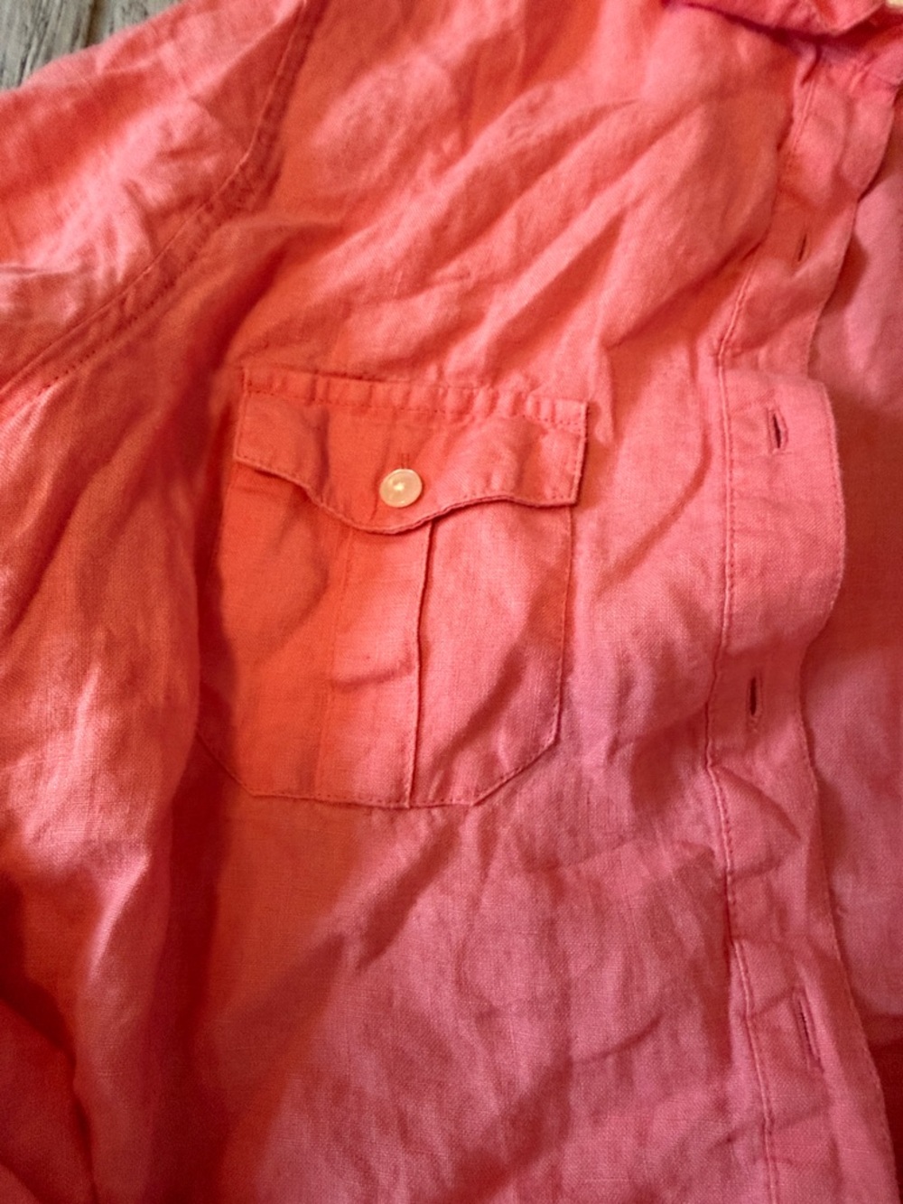 Talbots woman’s Coral Button-Down Linen Shirt M - Picture 4 of 4